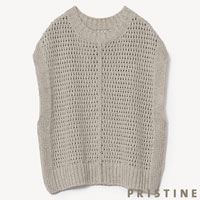 PRISTINE（プリスティン） コットンリネンヤク透かし編みベスト グレー/Mサイズ