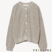 PRISTINE（プリスティン） コットンリネンヤク片畦ニットカーディガン グレー/Mサイズ
