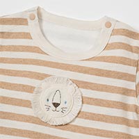 PRISTINE baby（プリスティン ベビー） 天竺ボーダーらいおんショートオール ナチュラルブラウン/70-80cm