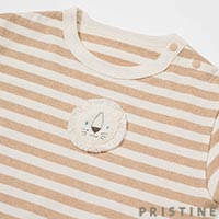 PRISTINE baby（プリスティン ベビー） 天竺ボーダーらいおんTシャツ ナチュラルブラウン/80-90cm