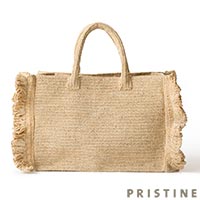 PRISTINE（プリスティン） ラフィアフリルトートバッグ ナチュラル