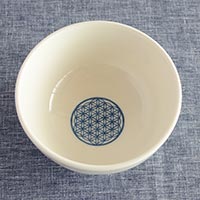 森修焼（しんしゅうやき） フラワーオブライフ ナチュラル茶わん 小／W115×H60mm