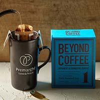 森修焼（しんしゅうやき） プレマルシェロゴ入り ロングマグ よりどりペアセット ＋BEYOND COFFEE（ビヨンドコーヒー）(R)#001 国産大豆の濃焙煎（20g×5袋入）プレゼント