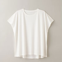 竹布-TAKEFU- スクエアフレンチTシャツ オフホワイト/M-Lサイズ