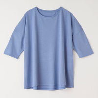 竹布-TAKEFU- ドロップショルダーTシャツ サックスブルー／M-Lサイズ