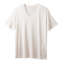 竹布-TAKEFU- Men'sVネックTシャツ オフホワイト／M-Lサイズ