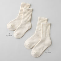 和紡布 ガラ紡のくつろぎ靴下 生成／23-27cm
