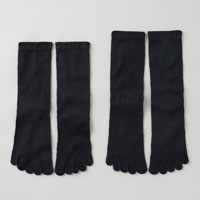 和紡布 ガラ紡の5本指靴下 黒／25-27cm