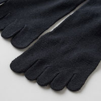 和紡布 ガラ紡の5本指靴下 黒／25-27cm