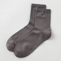 和紡布 ガラ紡の平編み靴下 グレー／25-27cm