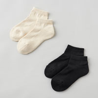 和紡布 ガラ紡のくるぶし半パイル靴下 生成／22-24cm