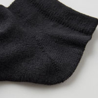 和紡布 ガラ紡のくるぶし半パイル靴下 黒／25-27cm