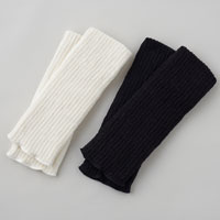 和紡布 ガラ紡のレッグウォーマー 黒