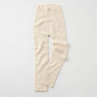 和紡布 ガラ紡のニットパンツ 生成