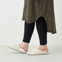 和紡布 ガラ紡のニットパンツ 黒