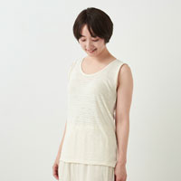 和紡布 手紡ぎのタンクトップ 生成／M